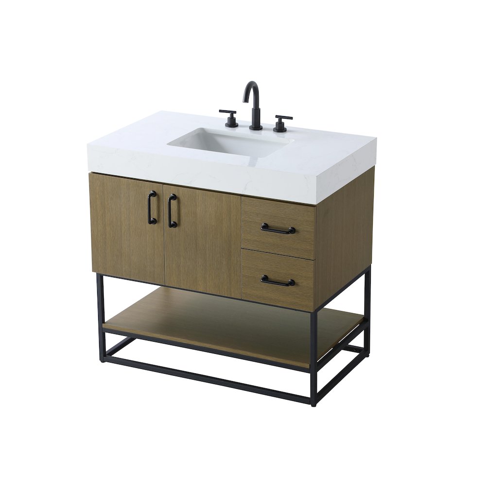 36 inch Single Bathroom Vanity in Chestnut Brown. Picture 6