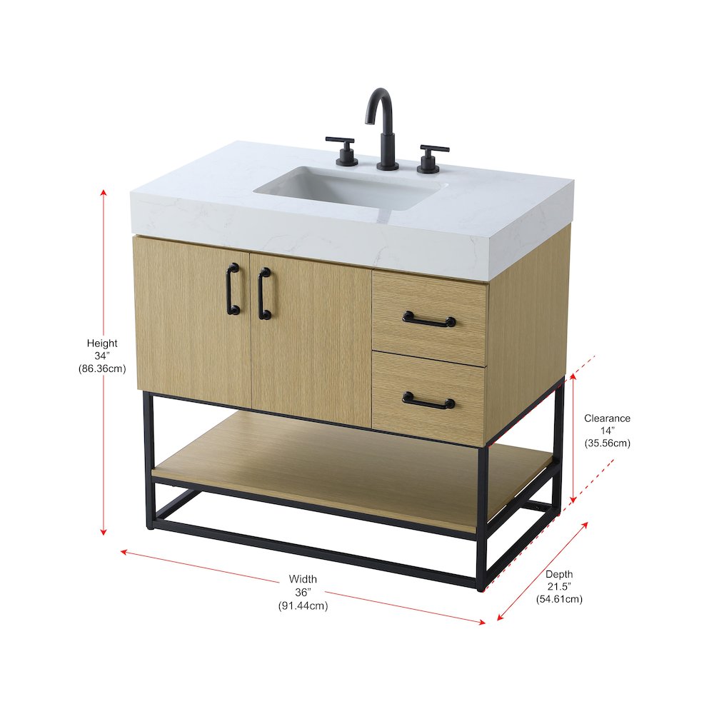 36 inch Single Bathroom Vanity in  Honey Brown. Picture 13