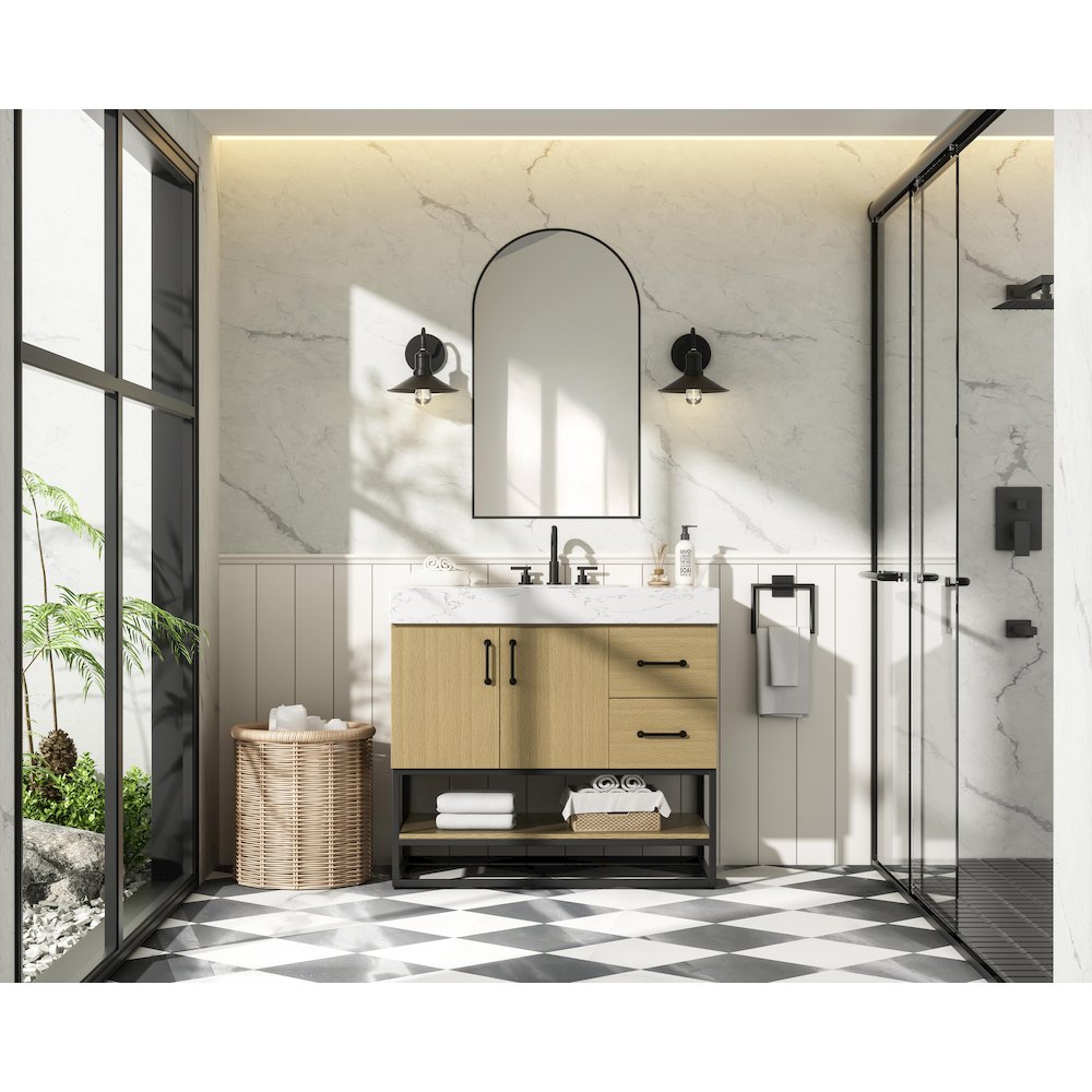 36 inch Single Bathroom Vanity in  Honey Brown. Picture 4