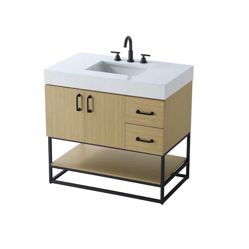 36 inch Single Bathroom Vanity in  Honey Brown. Picture 6