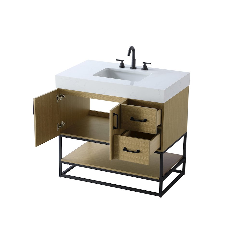 36 inch Single Bathroom Vanity in  Honey Brown. Picture 7