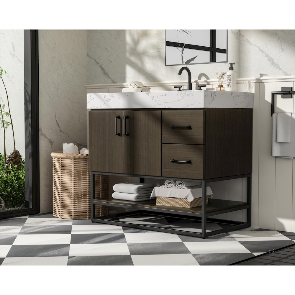 36 inch Single Bathroom Vanity in Mocha Brown. Picture 3