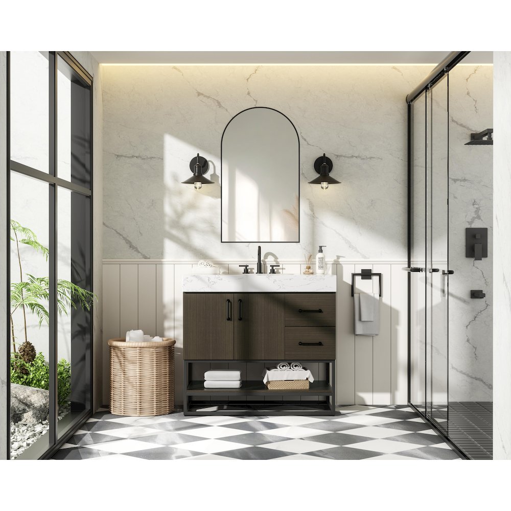 36 inch Single Bathroom Vanity in Mocha Brown. Picture 4
