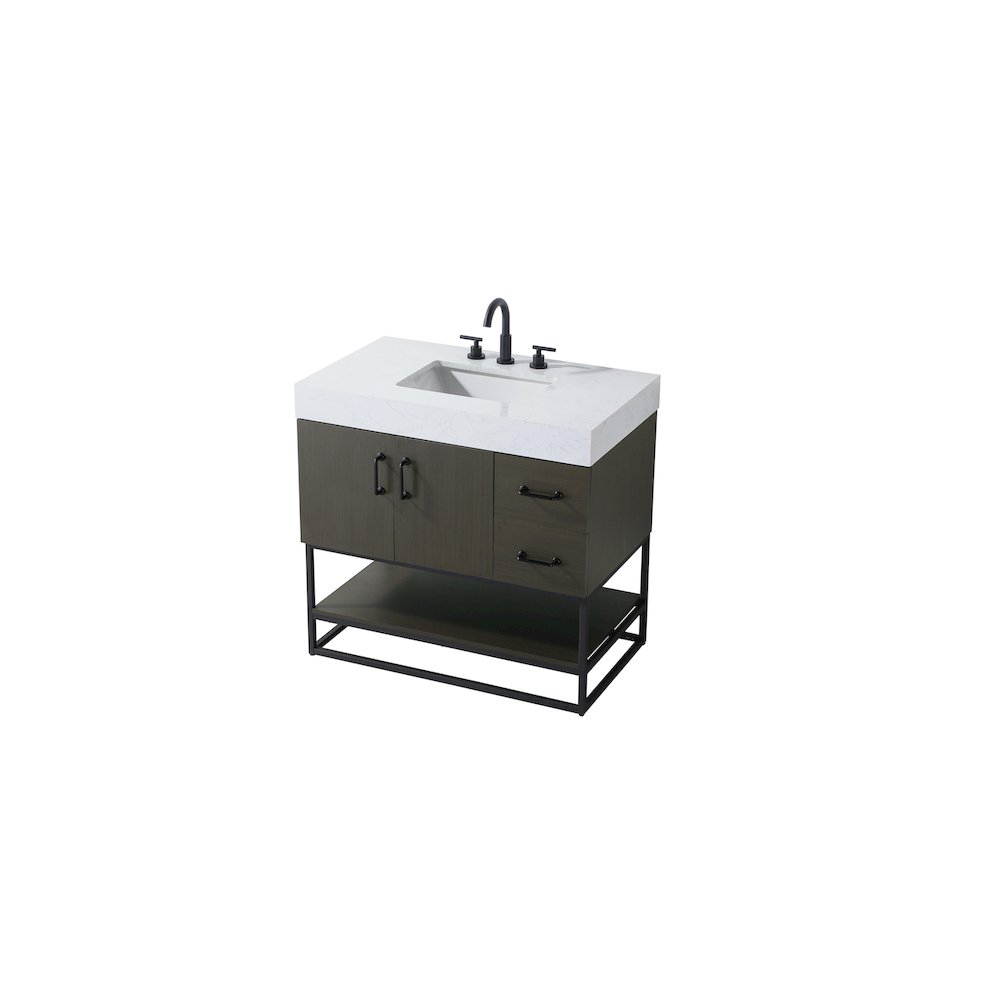 36 inch Single Bathroom Vanity in Mocha Brown. Picture 6