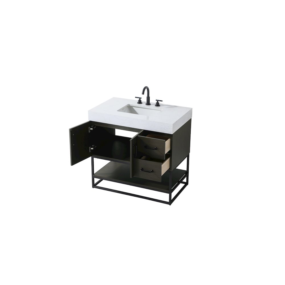 36 inch Single Bathroom Vanity in Mocha Brown. Picture 7