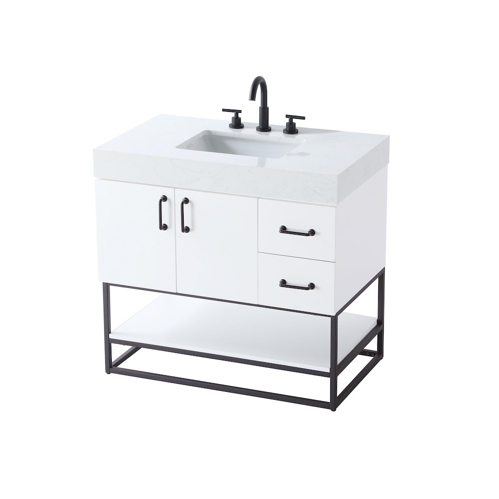 36 inch Single Bathroom Vanity in White. Picture 6