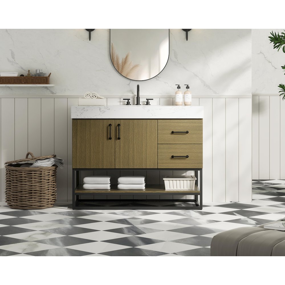 42 inch Single Bathroom Vanity in Chestnut Brown. Picture 2