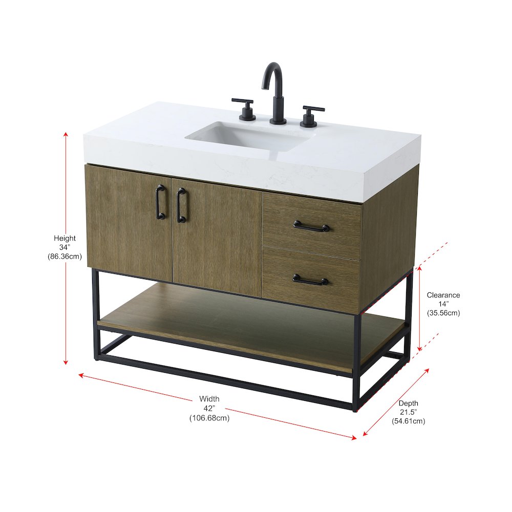 42 inch Single Bathroom Vanity in Chestnut Brown. Picture 13