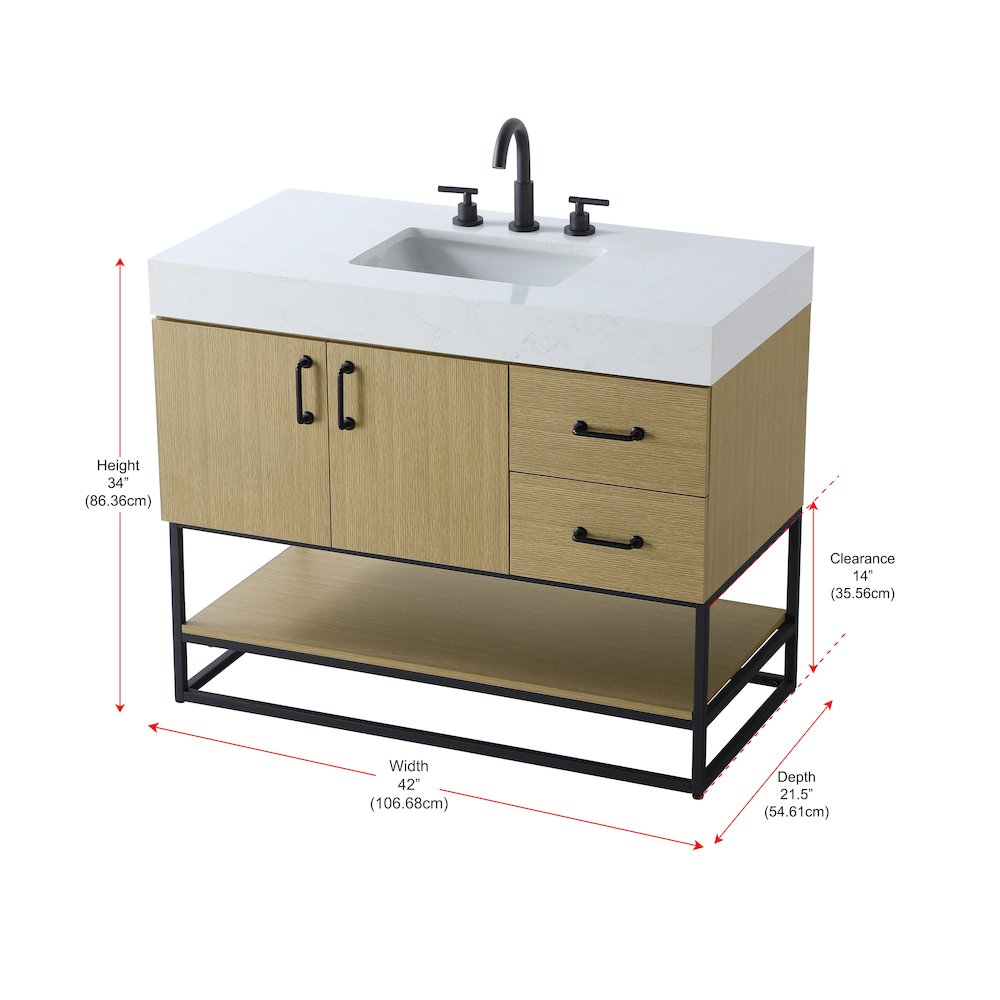 42 inch Single Bathroom Vanity in  Honey Brown. Picture 13