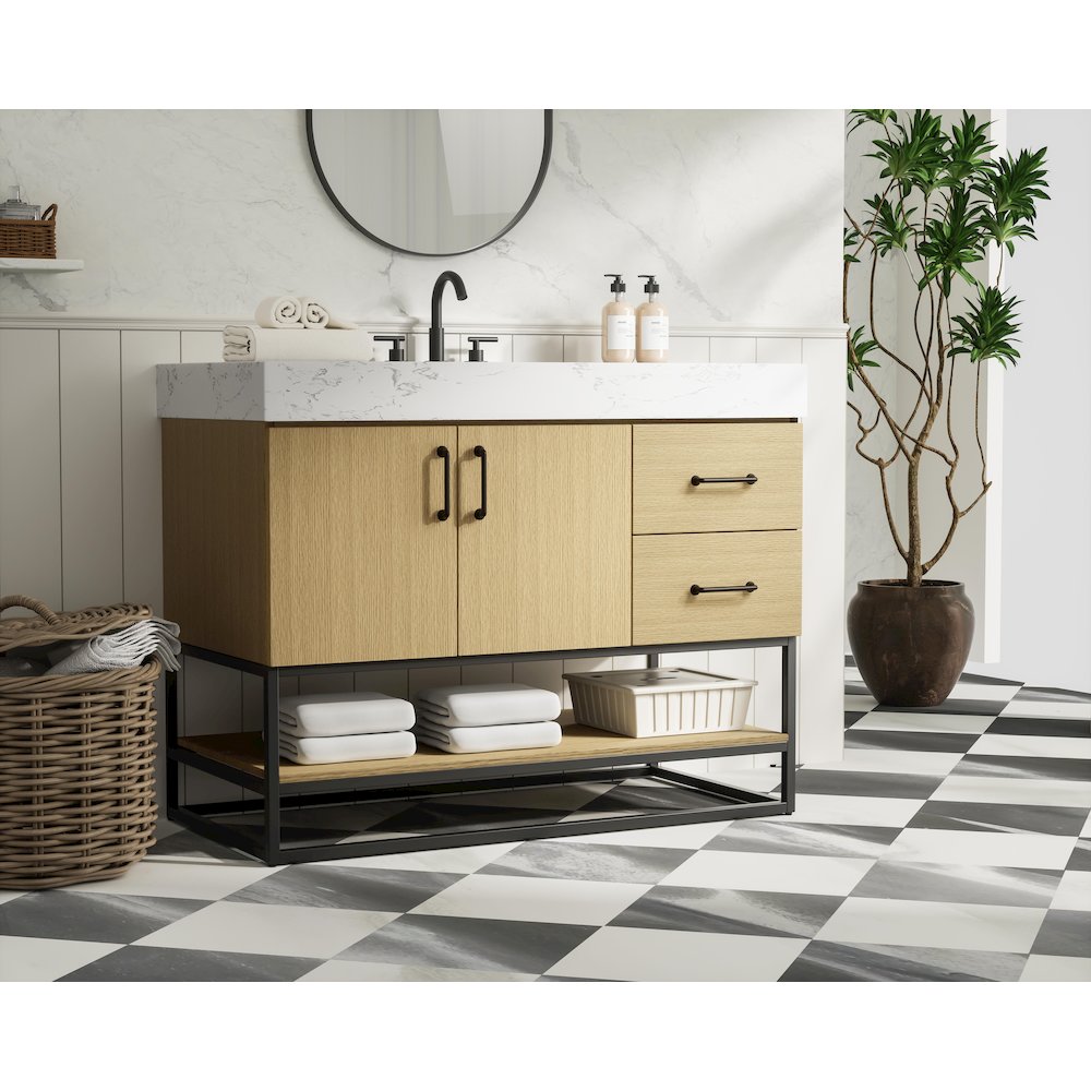 42 inch Single Bathroom Vanity in  Honey Brown. Picture 3