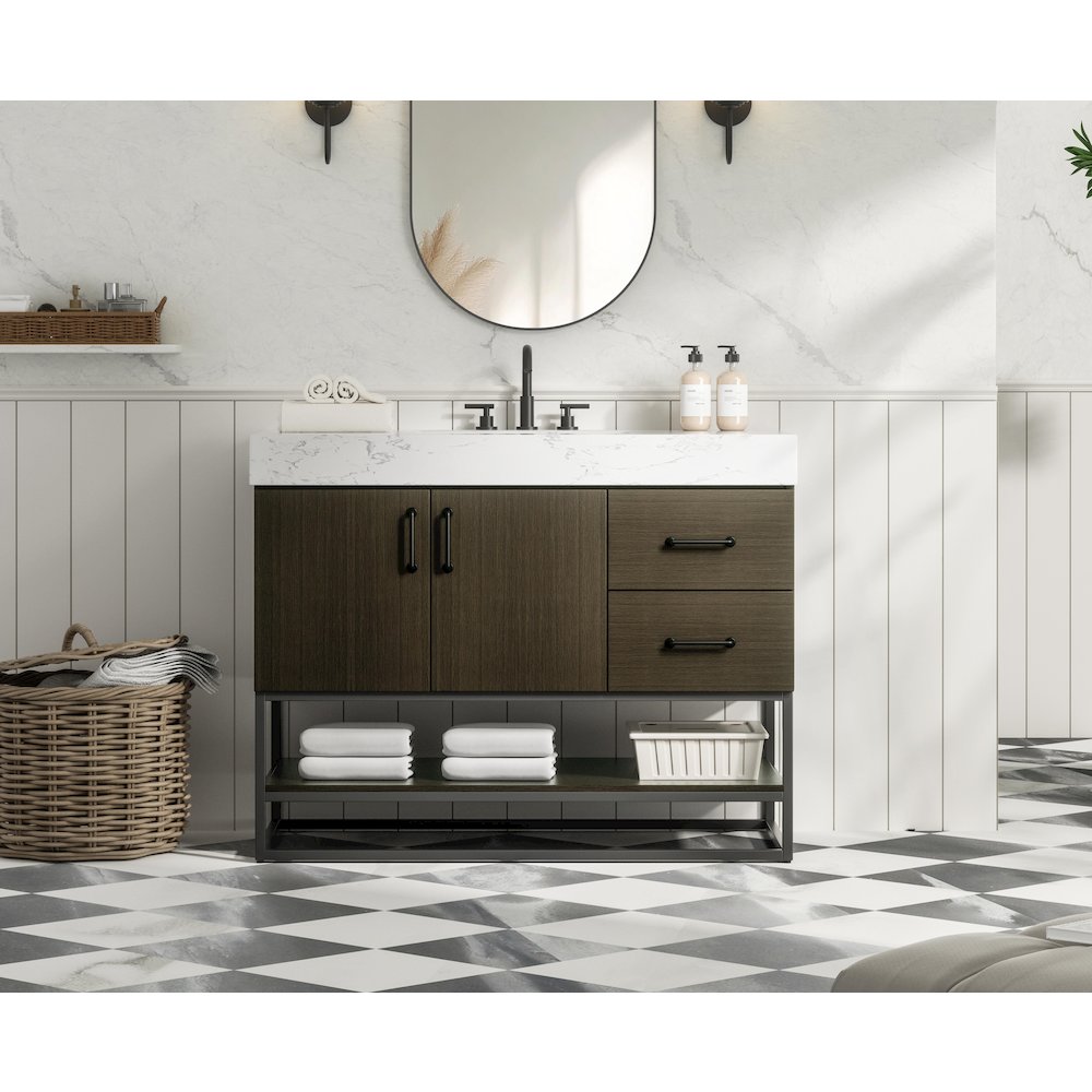 42 inch Single Bathroom Vanity in Mocha Brown. Picture 2