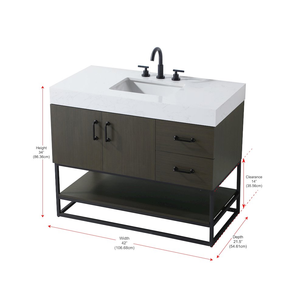 42 inch Single Bathroom Vanity in Mocha Brown. Picture 13