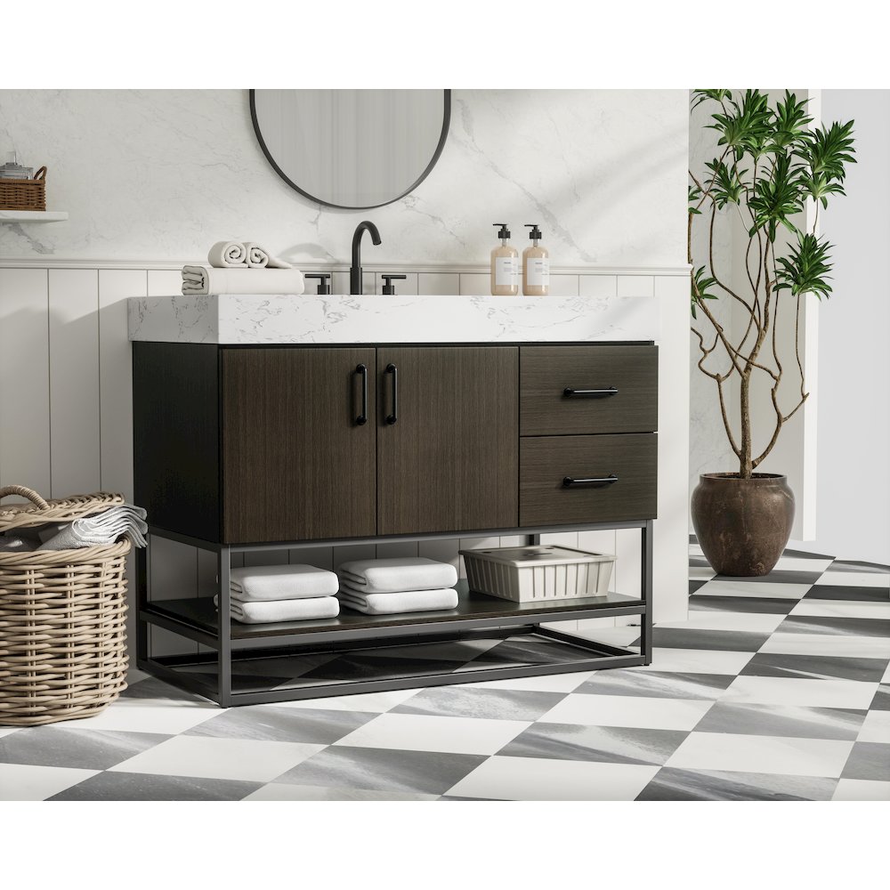 42 inch Single Bathroom Vanity in Mocha Brown. Picture 3