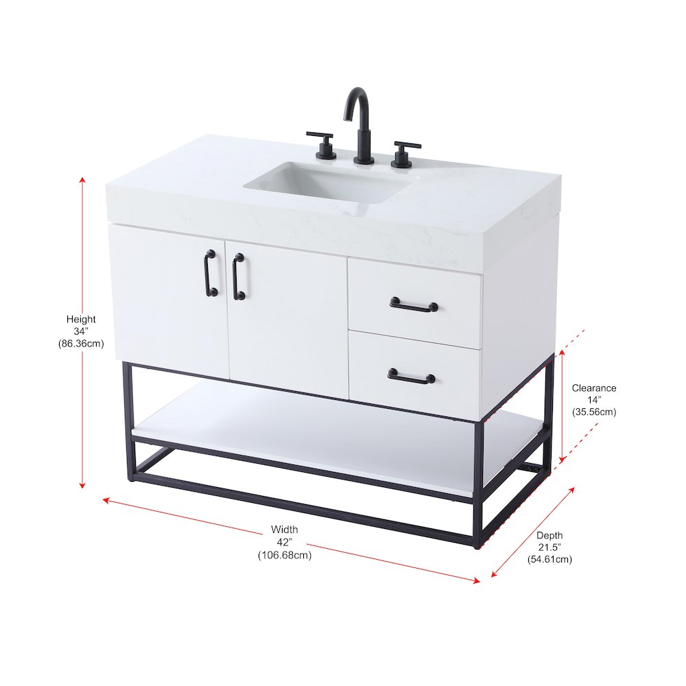 42 inch Single Bathroom Vanity in White. Picture 13