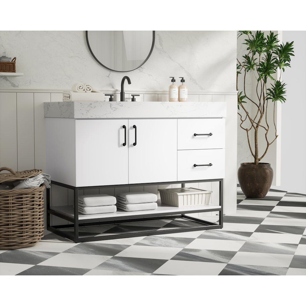 42 inch Single Bathroom Vanity in White. Picture 3