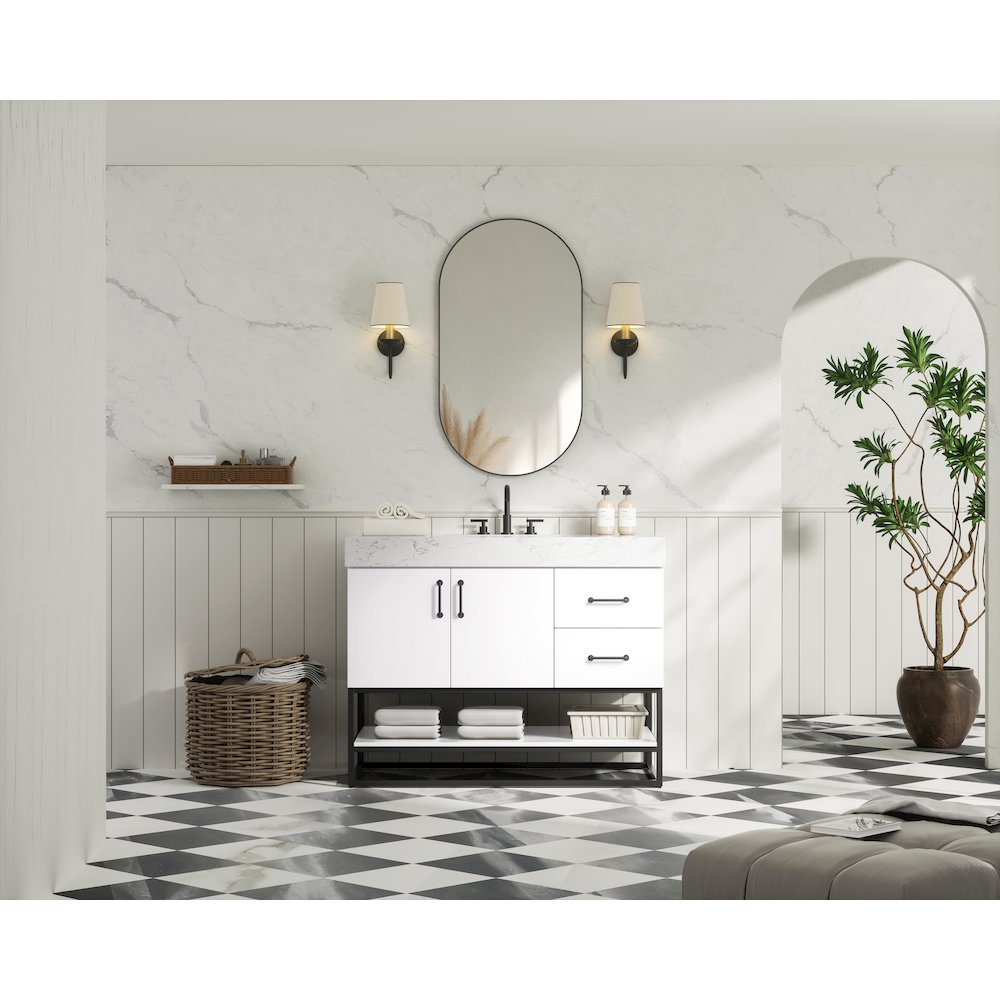 42 inch Single Bathroom Vanity in White. Picture 4