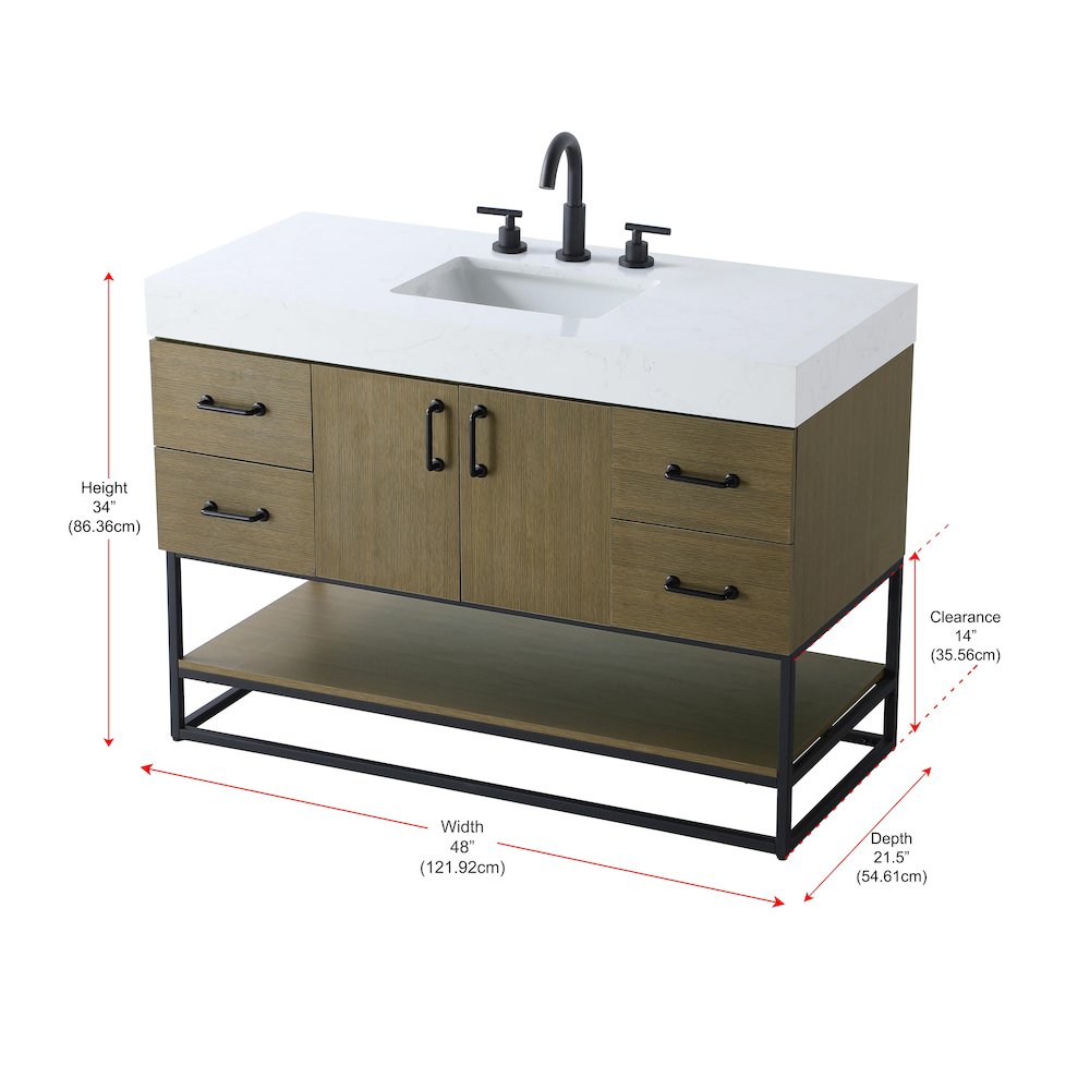 48 inch Single Bathroom Vanity in Chestnut Brown. Picture 13