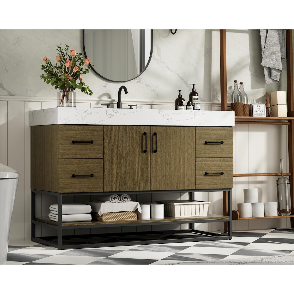 48 inch Single Bathroom Vanity in Chestnut Brown. Picture 3