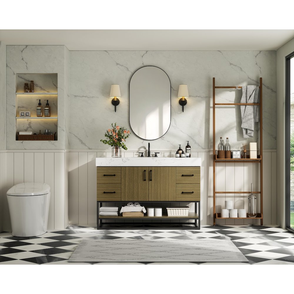 48 inch Single Bathroom Vanity in Chestnut Brown. Picture 4