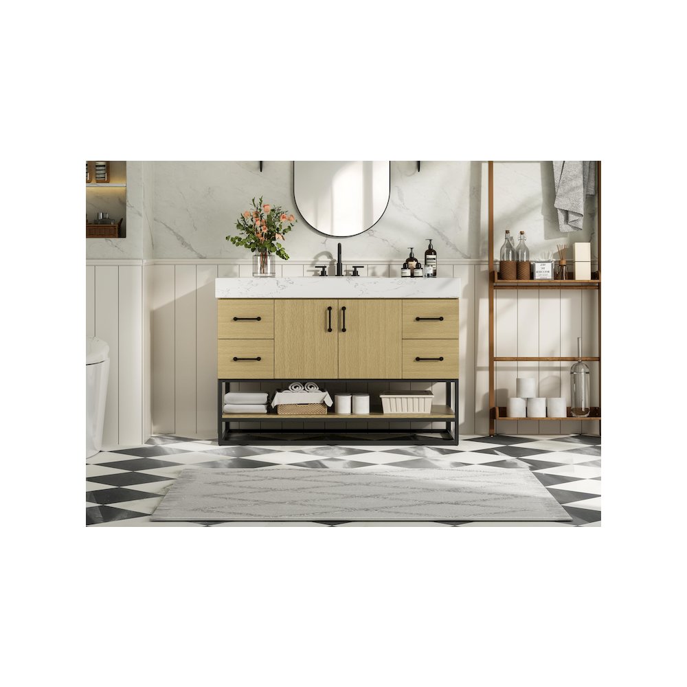 48 inch Single Bathroom Vanity in  Honey Brown. Picture 2