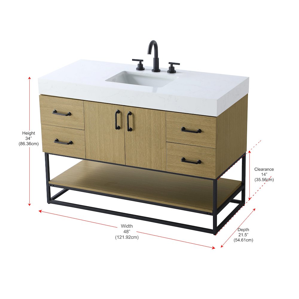 48 inch Single Bathroom Vanity in  Honey Brown. Picture 13