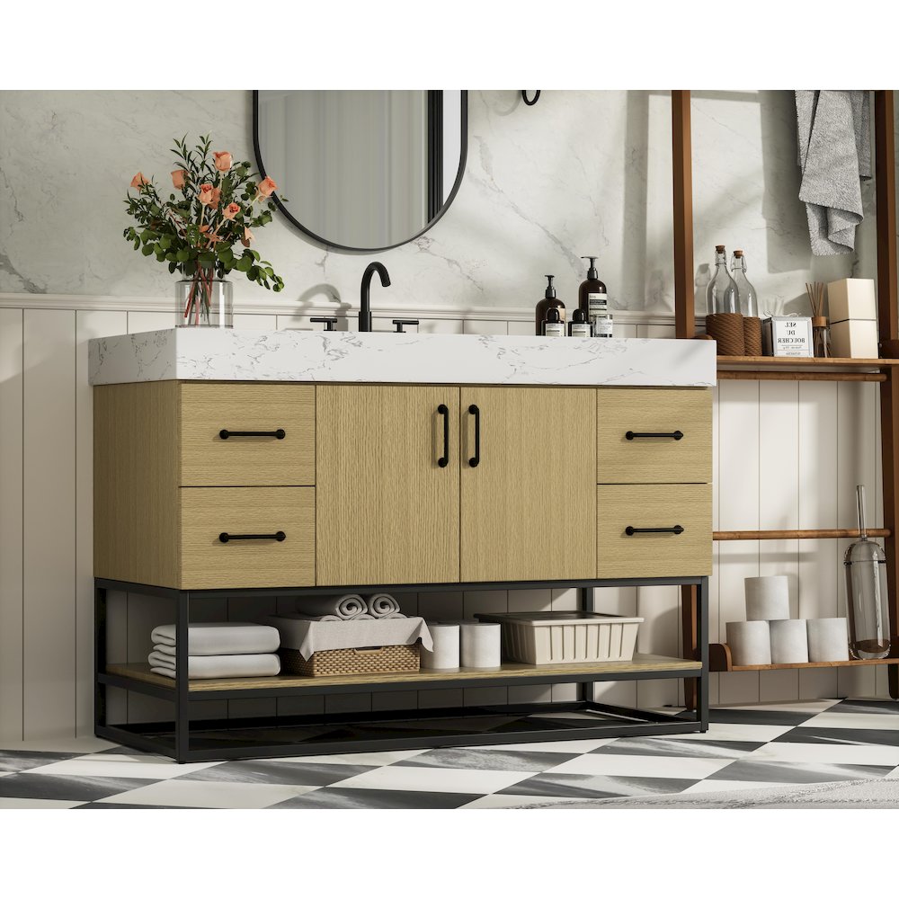48 inch Single Bathroom Vanity in  Honey Brown. Picture 3