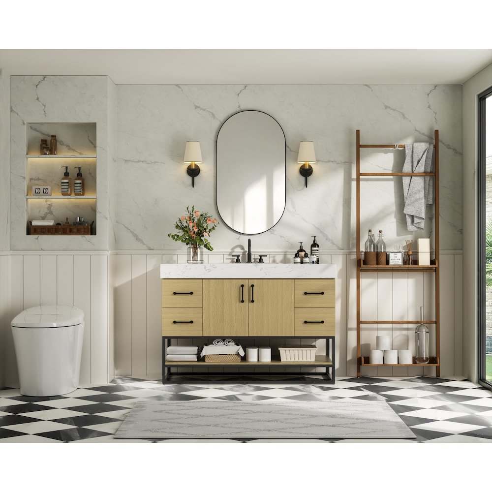 48 inch Single Bathroom Vanity in  Honey Brown. Picture 4