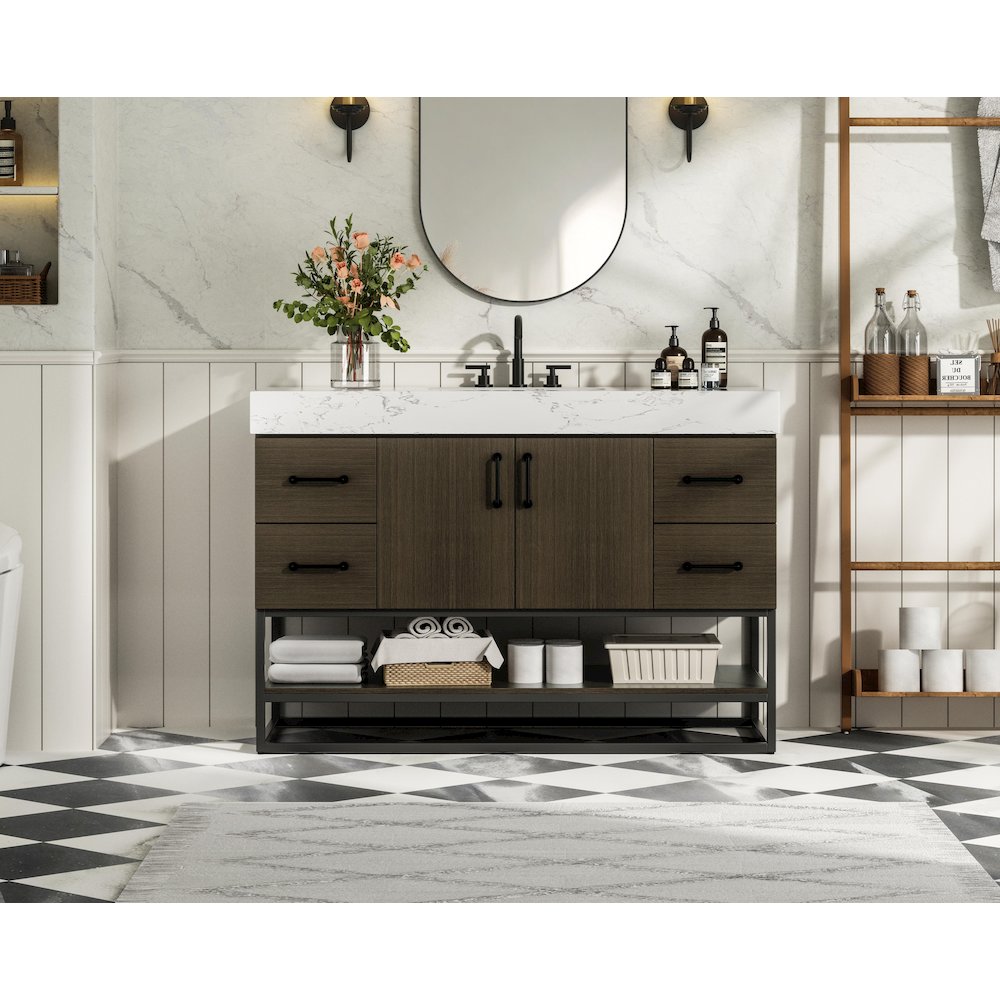 48 inch Single Bathroom Vanity in Mocha Brown. Picture 2