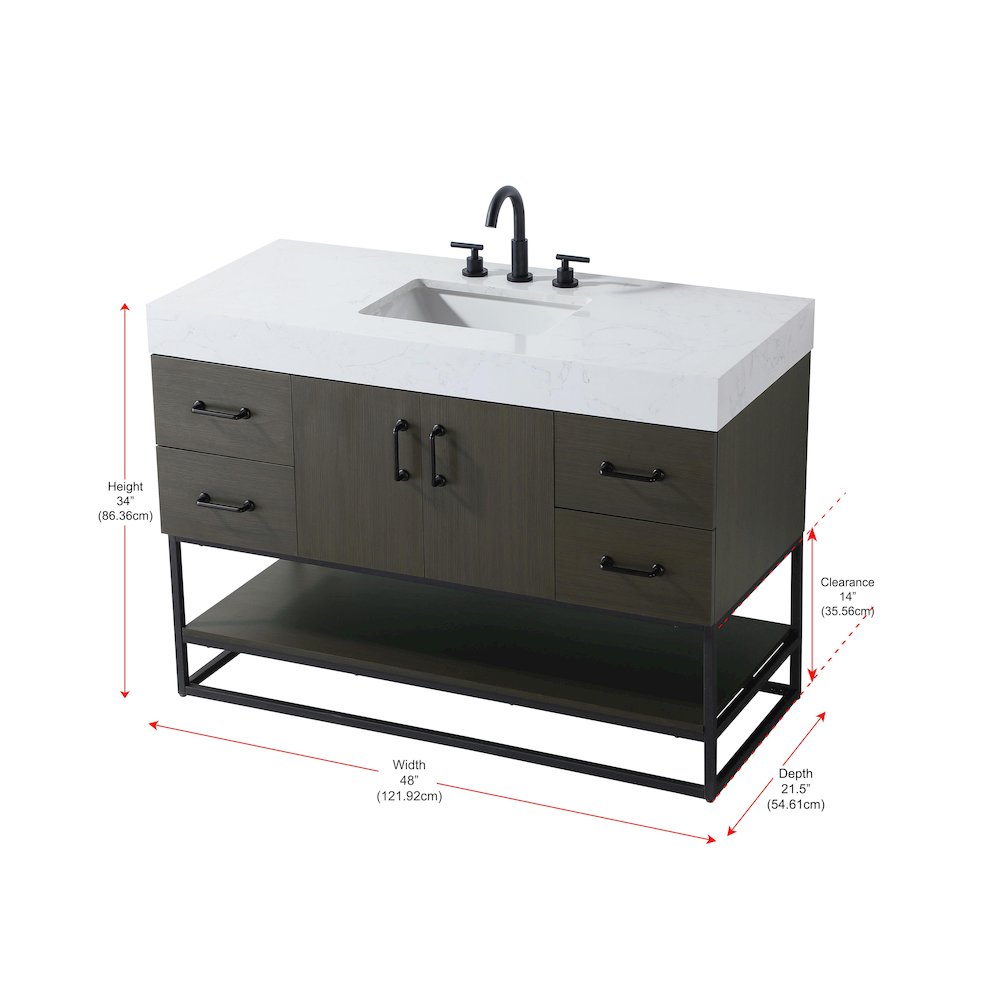 48 inch Single Bathroom Vanity in Mocha Brown. Picture 13