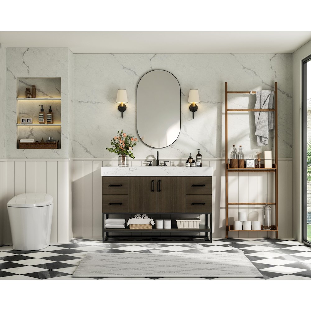 48 inch Single Bathroom Vanity in Mocha Brown. Picture 4