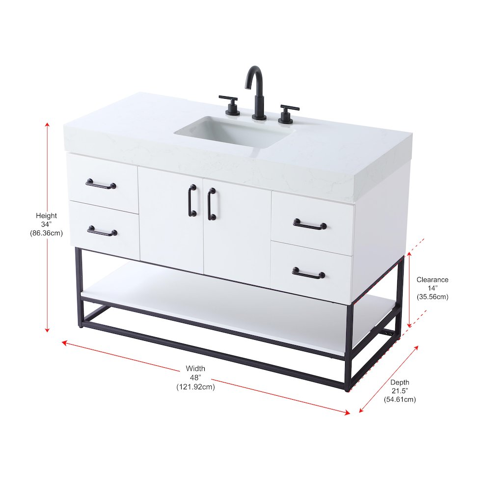 48 inch Single Bathroom Vanity in White. Picture 13