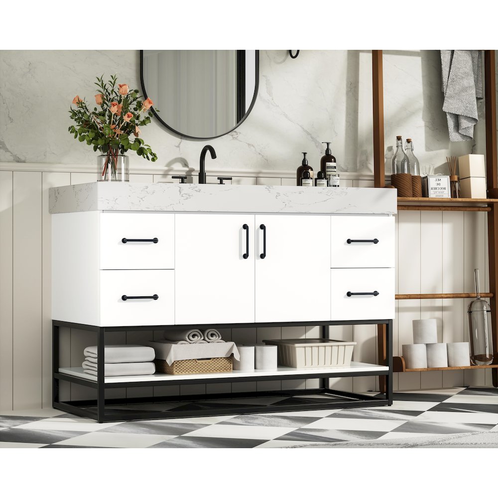 48 inch Single Bathroom Vanity in White. Picture 3