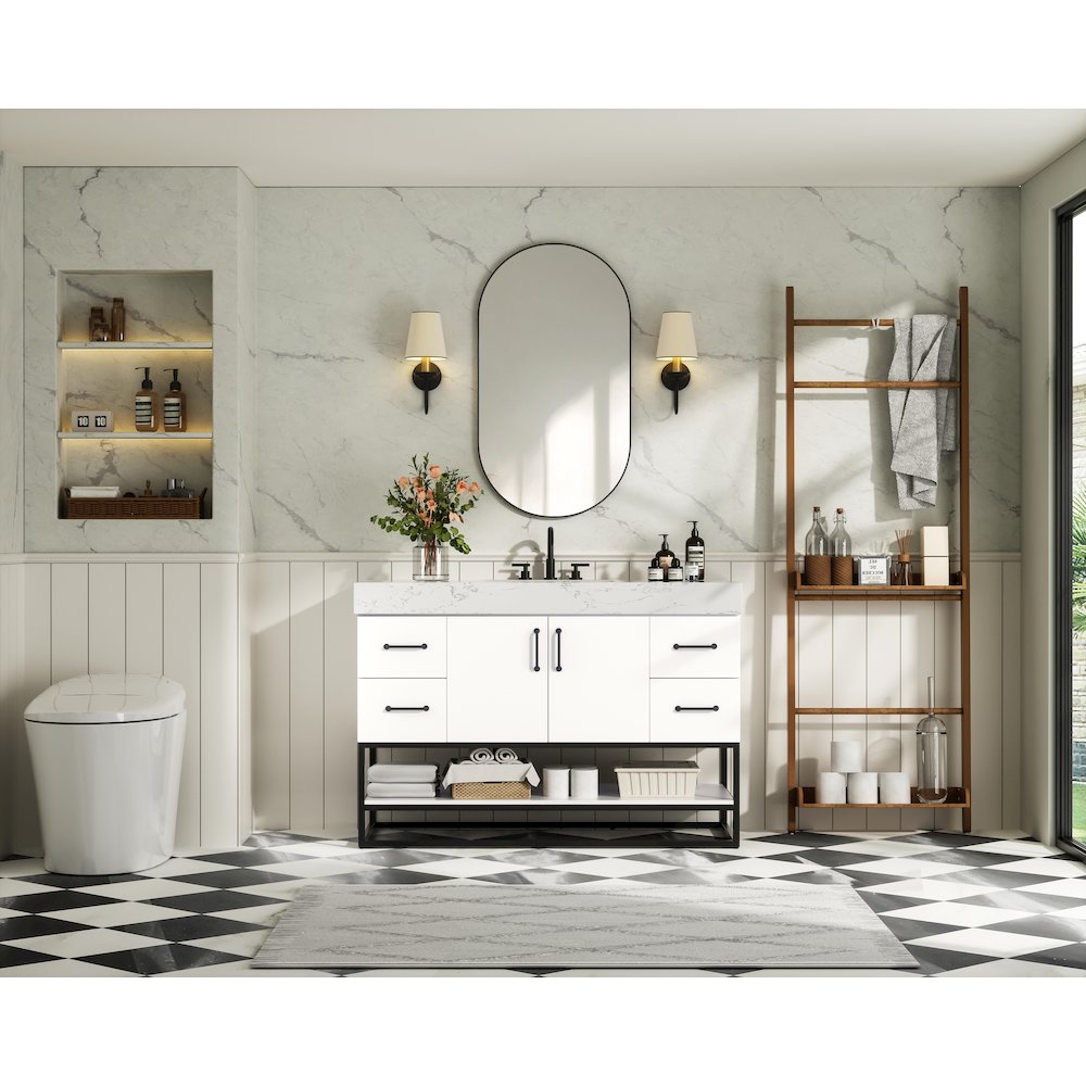 48 inch Single Bathroom Vanity in White. Picture 4