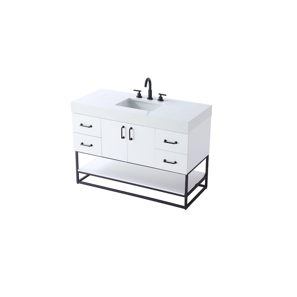 48 inch Single Bathroom Vanity in White. Picture 6