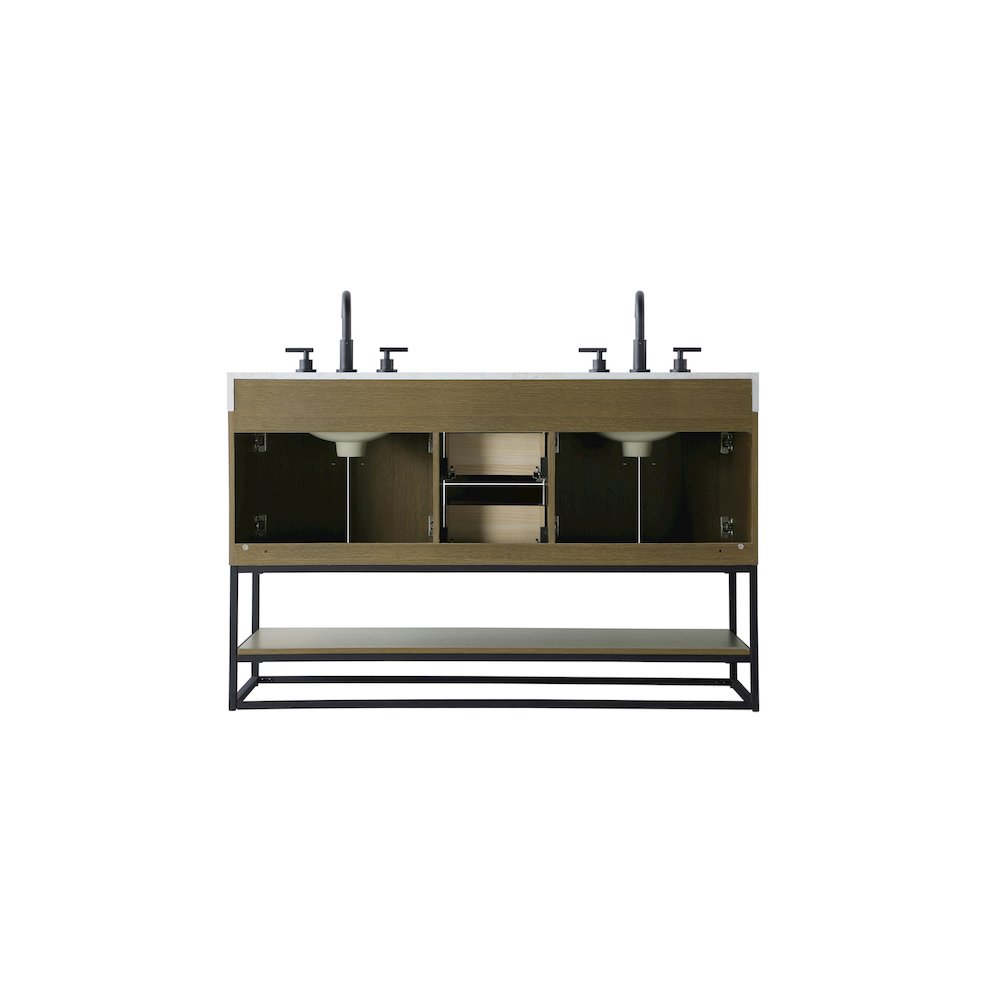 54 inch Double Bathroom Vanity in Chestnut Brown. Picture 12