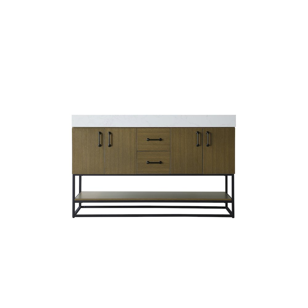 54 inch Double Bathroom Vanity in Chestnut Brown. Picture 5