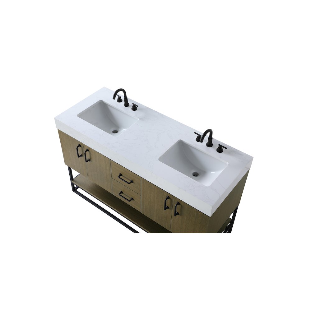 54 inch Double Bathroom Vanity in Chestnut Brown. Picture 8