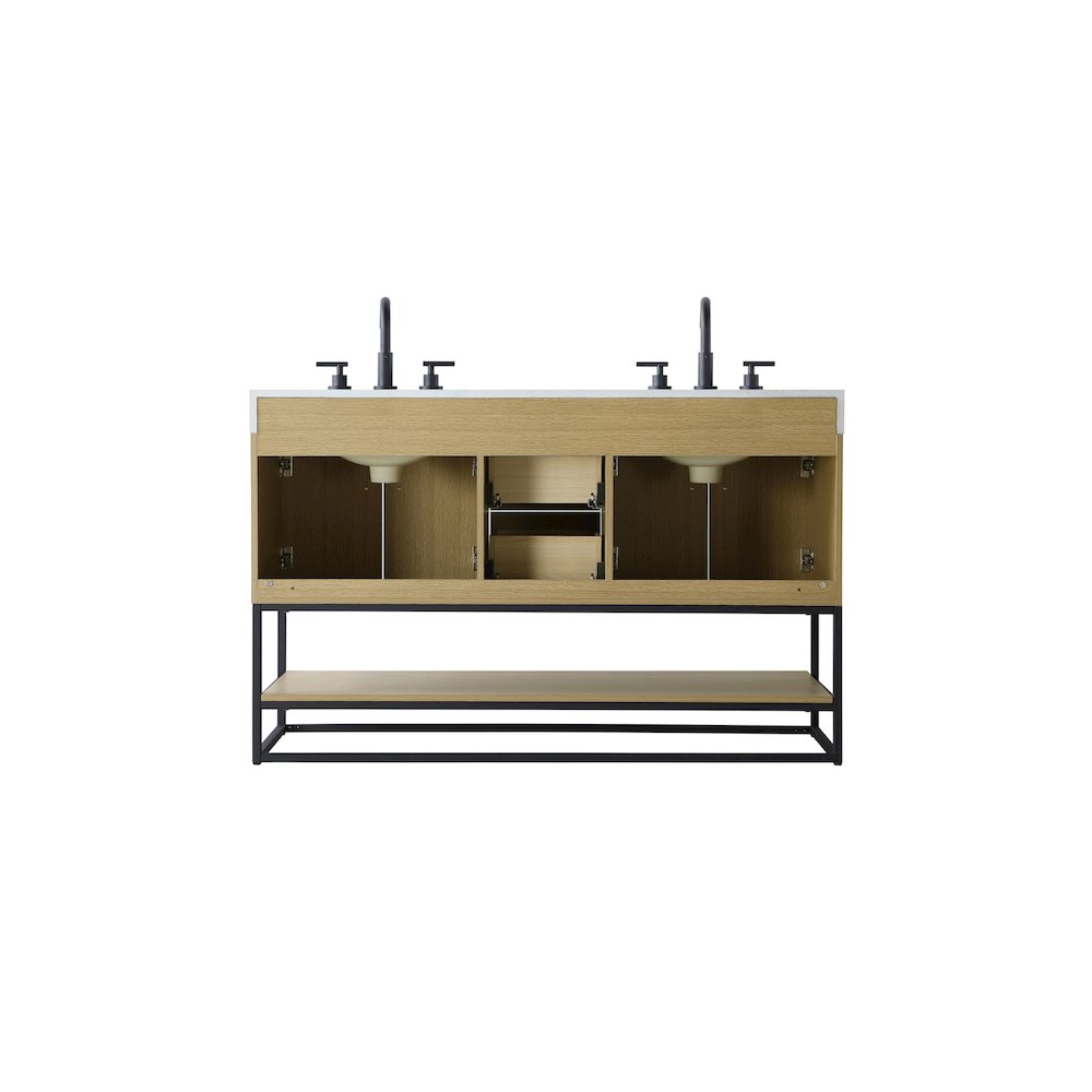 54 inch Double Bathroom Vanity in Honey Brown. Picture 12