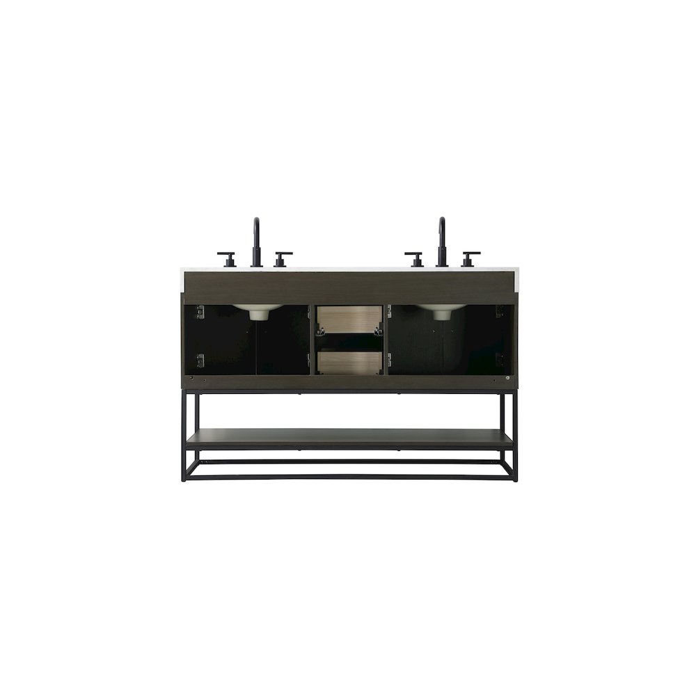54 inch Double Bathroom Vanity in Mocha Brown. Picture 12
