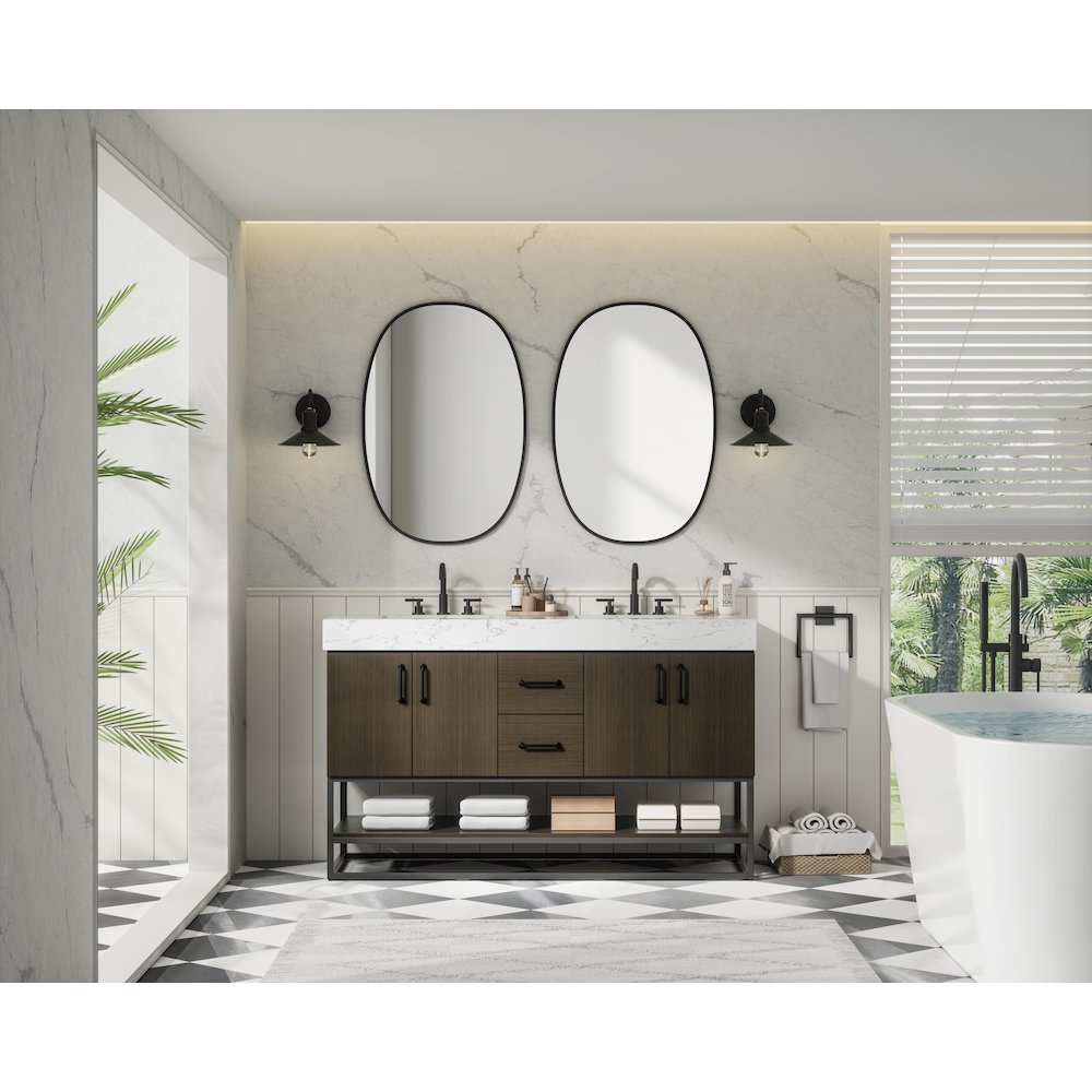 54 inch Double Bathroom Vanity in Mocha Brown. Picture 4