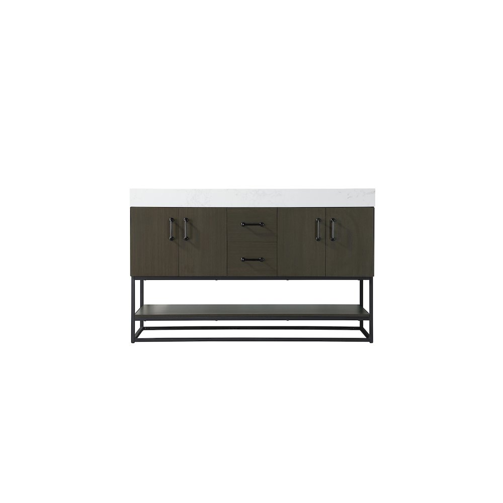 54 inch Double Bathroom Vanity in Mocha Brown. Picture 5