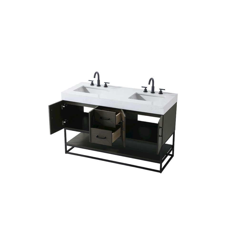 54 inch Double Bathroom Vanity in Mocha Brown. Picture 7