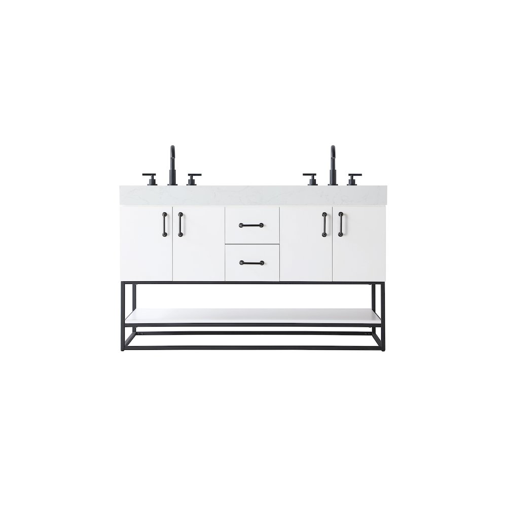 54 inch Double Bathroom Vanity in White. Picture 1