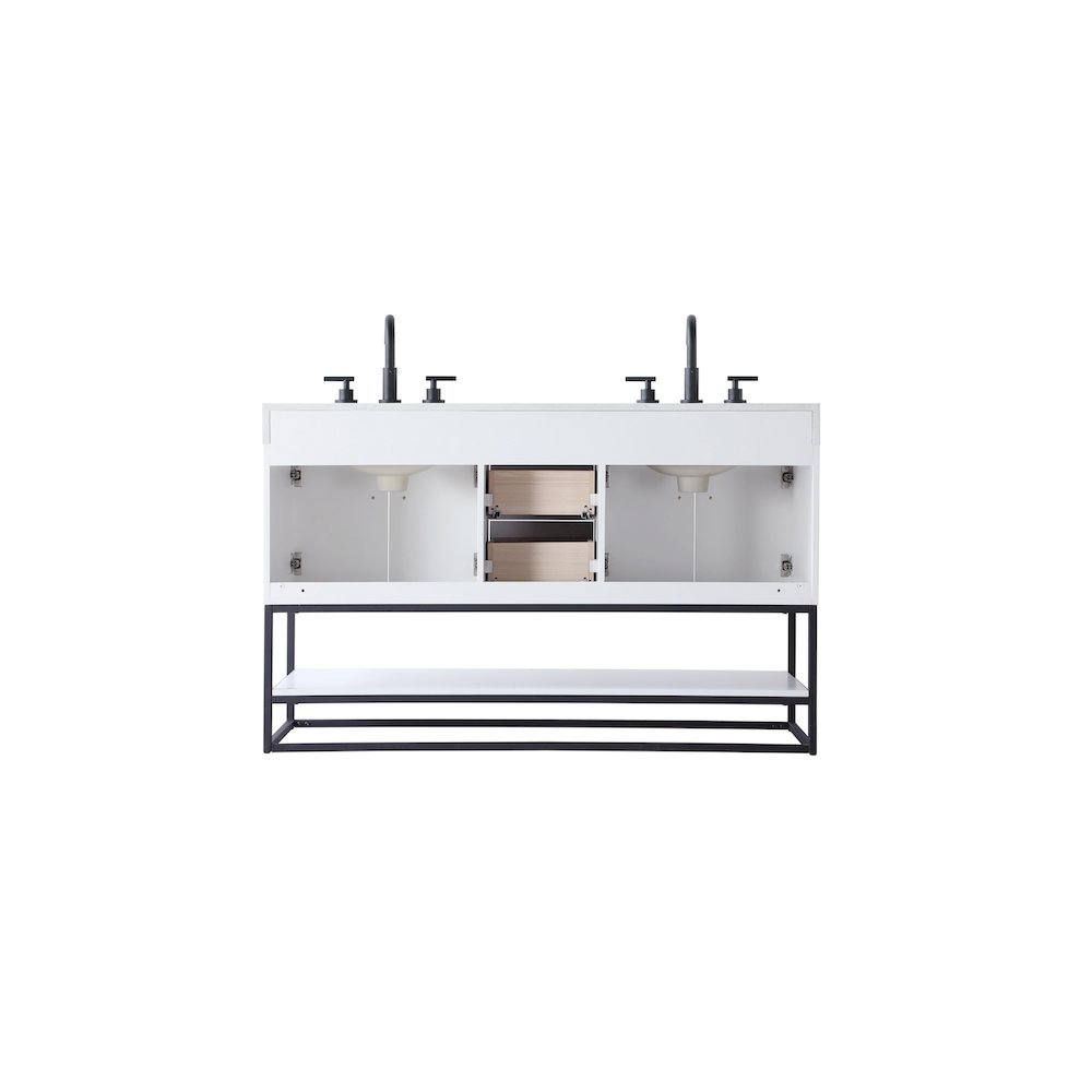 54 inch Double Bathroom Vanity in White. Picture 12