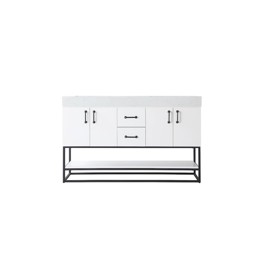 54 inch Double Bathroom Vanity in White. Picture 5