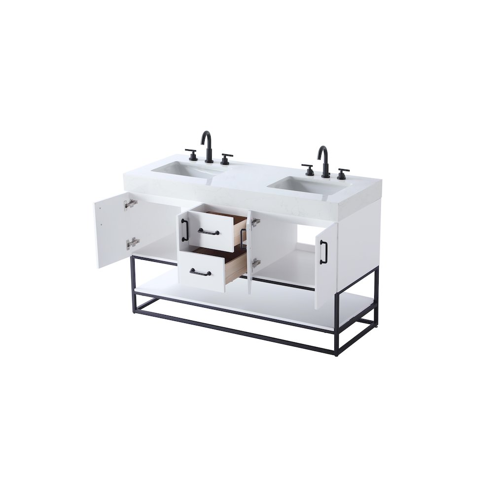 54 inch Double Bathroom Vanity in White. Picture 7