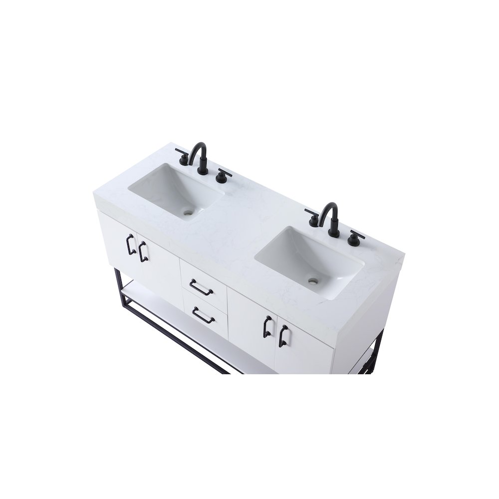 54 inch Double Bathroom Vanity in White. Picture 8