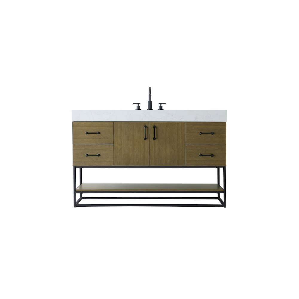 54 inch Single Bathroom Vanity in Chestnut Brown. Picture 1