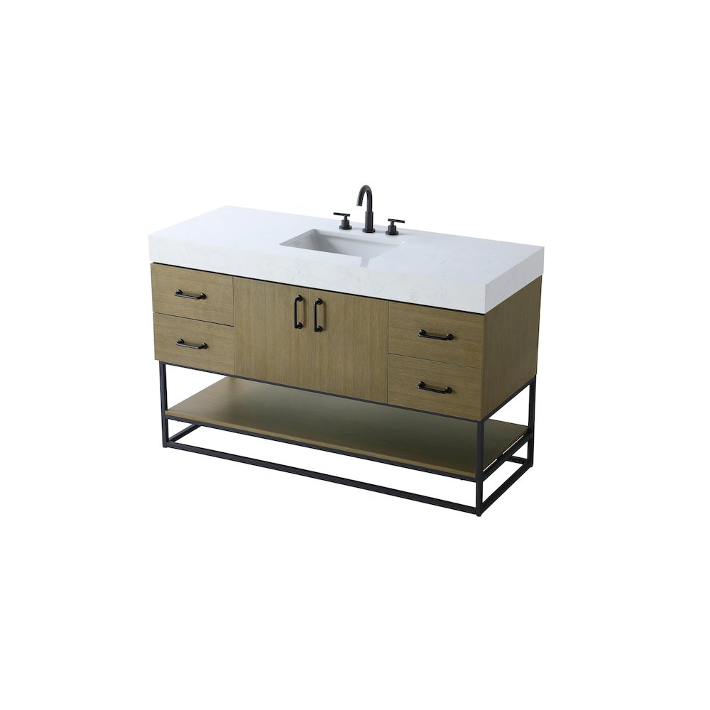 54 inch Single Bathroom Vanity in Chestnut Brown. Picture 6