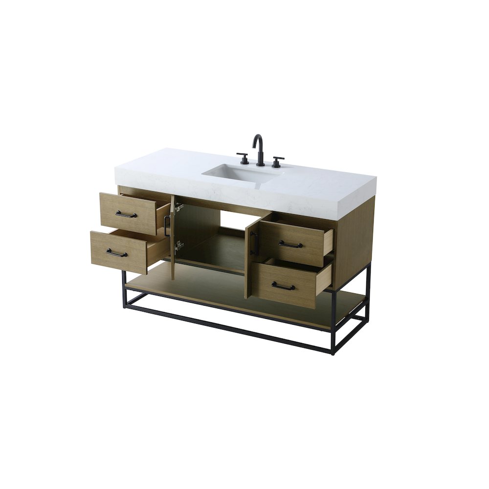54 inch Single Bathroom Vanity in Chestnut Brown. Picture 7